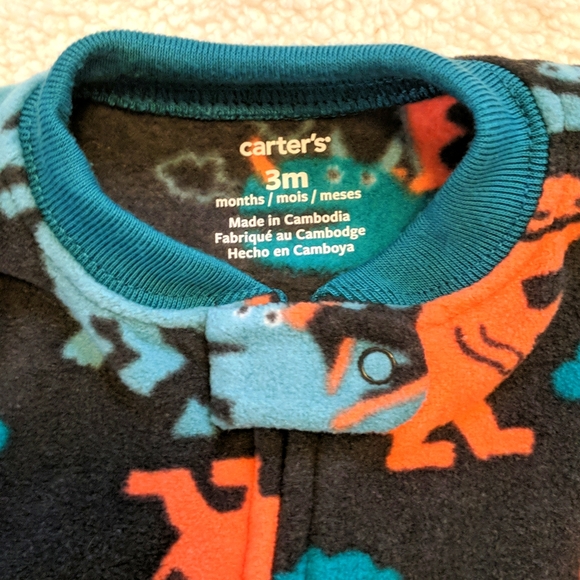 Carter's set of two 3 month old fleece footed onesie pajamas - Picture 4 of 8
